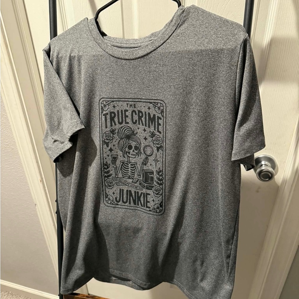 The True Crime Junkie Graphic Tee - Gray